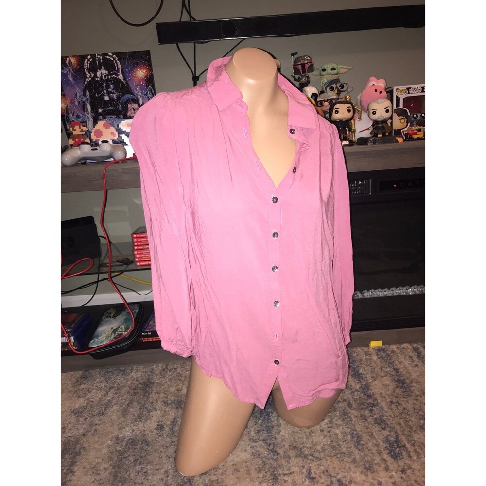 Philosophy button up pink blouse